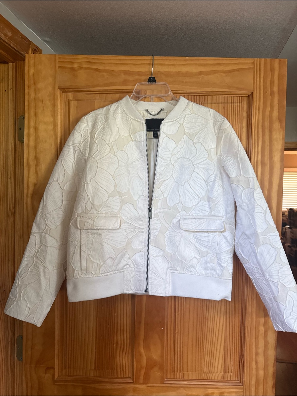 Banana Republic White Floral Quilted Bomber Jacket - Women